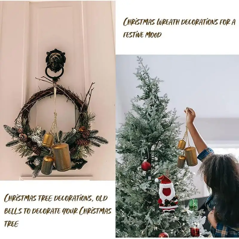 Новогодние колокольчики винтажные латунные подвесные украшения для