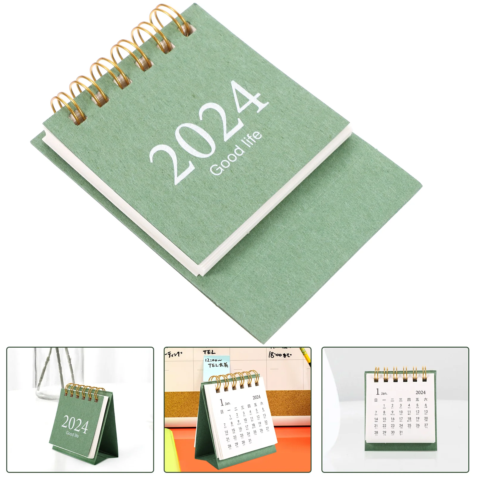 

Desktop Calendar Household Freestanding 2024 Decor Ornament Two-coil Design Office Home Table Schedule