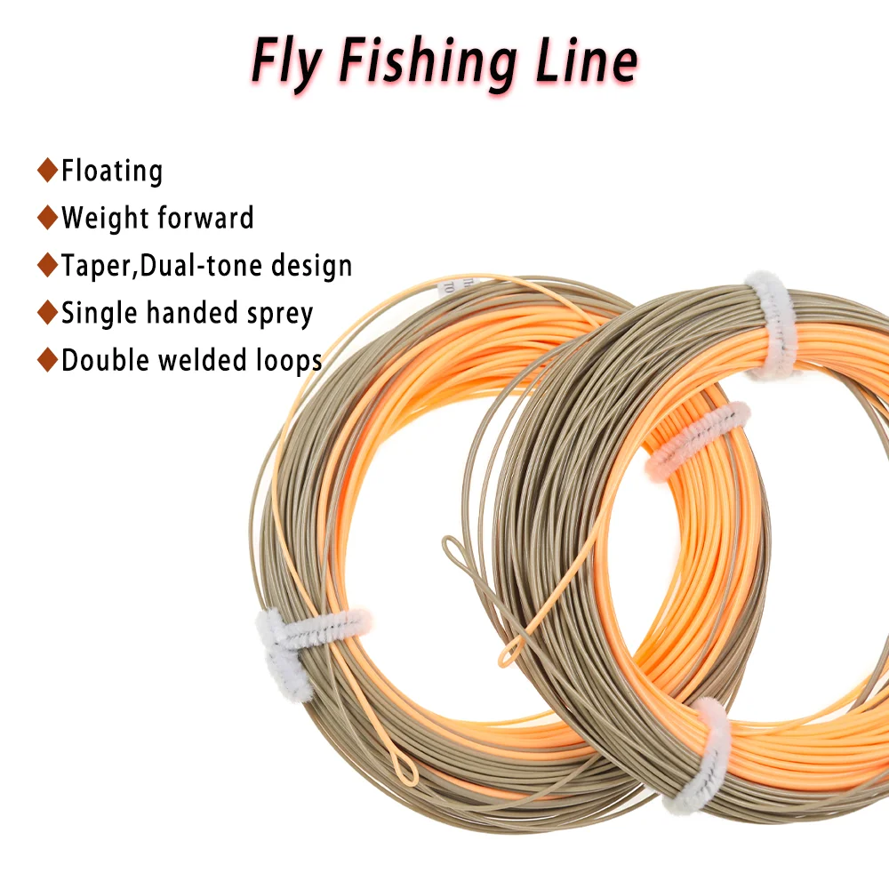 Фото Wifreo 9FT WF-1F ~ 8F Одноручная леска Spey Fly Line Плавающий вес Насадка для стрельбы вперед Леска для ловли нахлыстом Двухцветные сварные петли №2