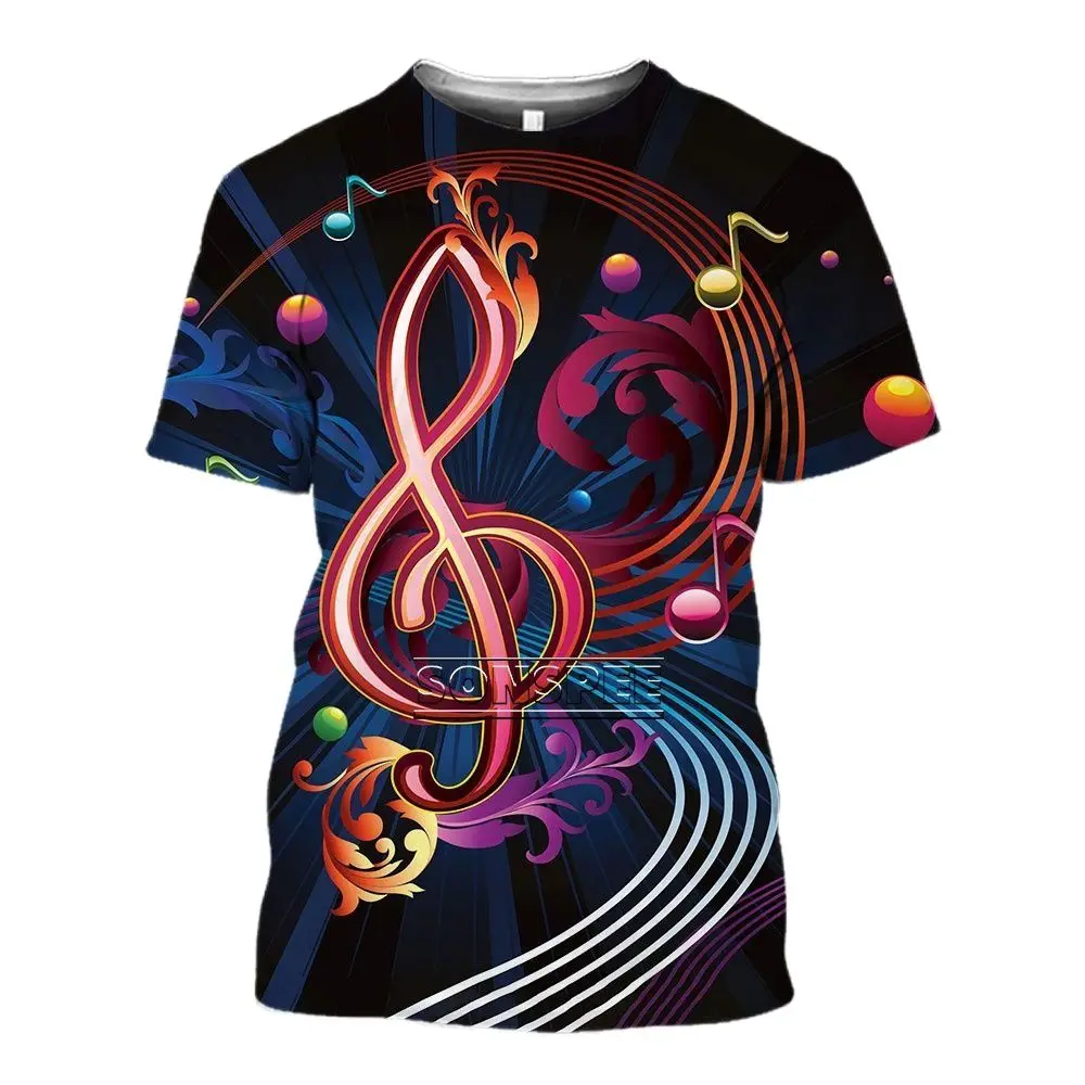 

2022 Oversized Summer Men Tshirt 3d Printing Music Notation Funko Pop T Shirt Vocal Tees Harajuku Graphic Short Sleeve Design