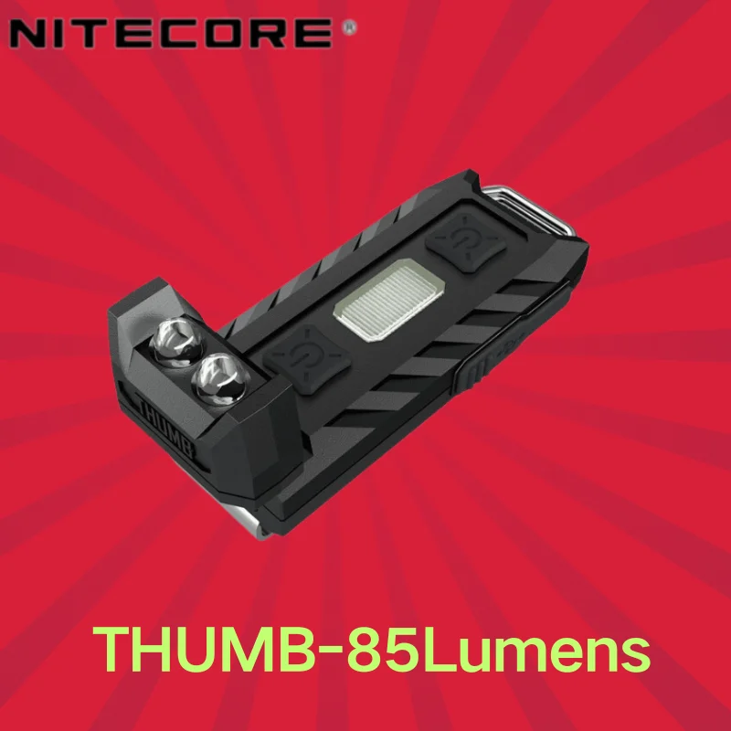 

NITECORE THUMB Брелок для рабочего фонаря, 85 люмен, перезаряжаемый 120 ° Угловой мини-светодиодный фонарик с двойным источником света для большого пальца