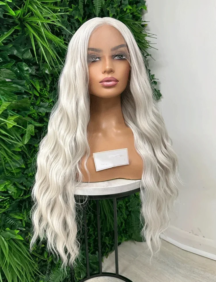 30-дюймовые длинные вьющиеся парики Белые волнистые Белый длинный парик Женские