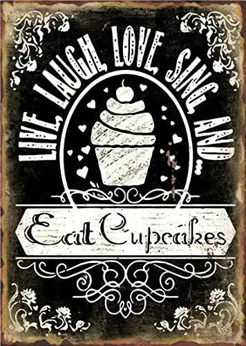 Vntge Custom Metl Sgns 8 X 12 - Lve Lugh Love Et Cuke Chc rt Wll Decort Home Yrd Br Hotel Cfe Pub Resturn