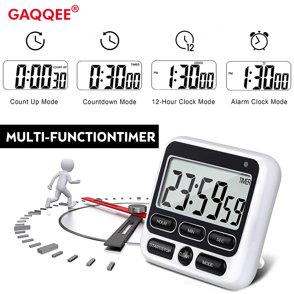 

Digital Timer LED Screen Display Counter Manual Electronic Clock Countdown Sports Magnetic Stopwatch With Alarm Remind Switch