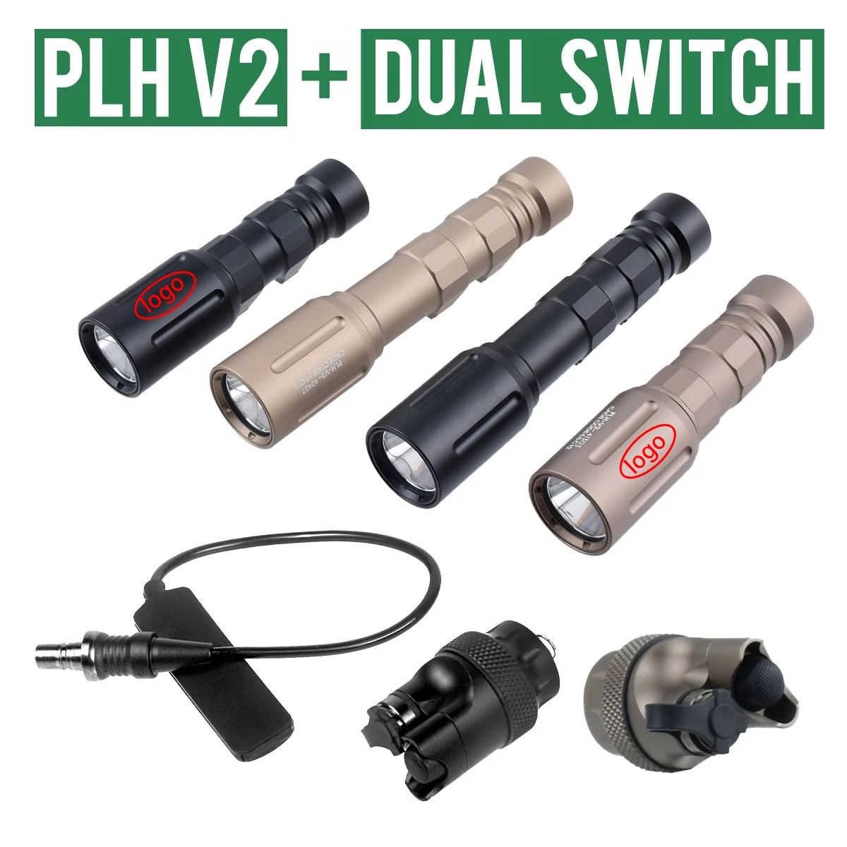 Фото Тактический фонарь PLH-V2 Scout Light 1300 люмен, металлический фонарь PLHv2, мощный светодиодный фонарь для 20-мм планки Пикатинни, для охоты и страйкбола. №1