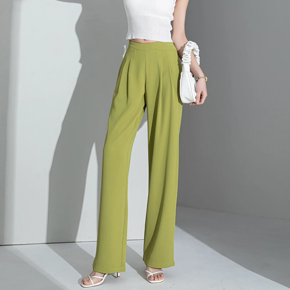 Новинка 2024 женские модные тонкие шифоновые брюки с высокой талией и широкими