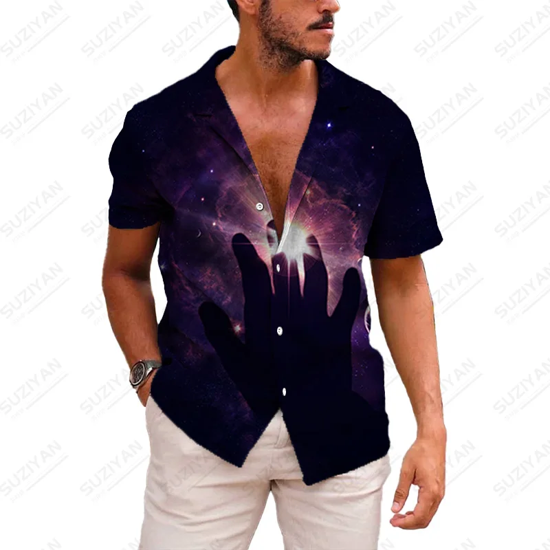 

Top Summer Plants Standard-Fit Gentlemanlike 3D Printing Sale Elements Solid Short-Sleeved Hot-Selling Oversized Clothing