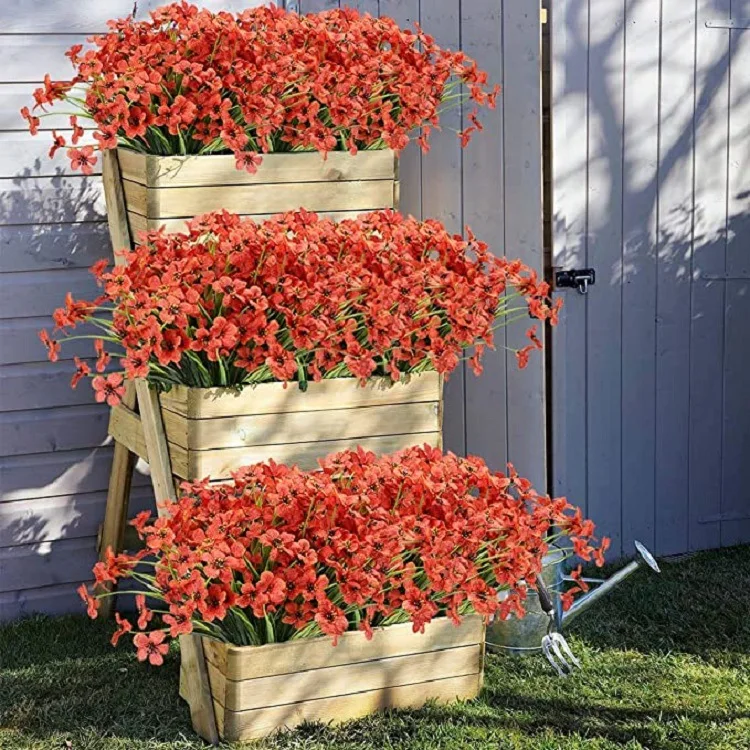 

Искусственные уличные цветы, 20 пряди искусственных цветов с защитой от УФ-излучения, фиолетовые пластиковые цветы, искусственные цветы, кор...