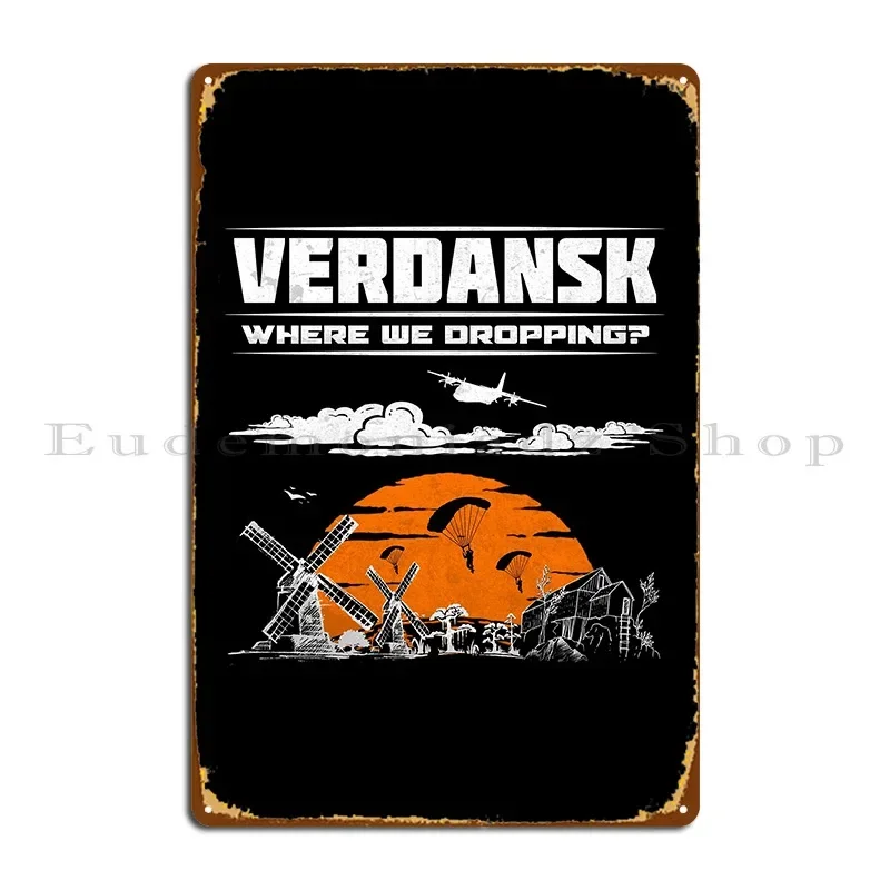 Верданск где мы падаем металлический знак ржавый кинотеатр пещера жестяная