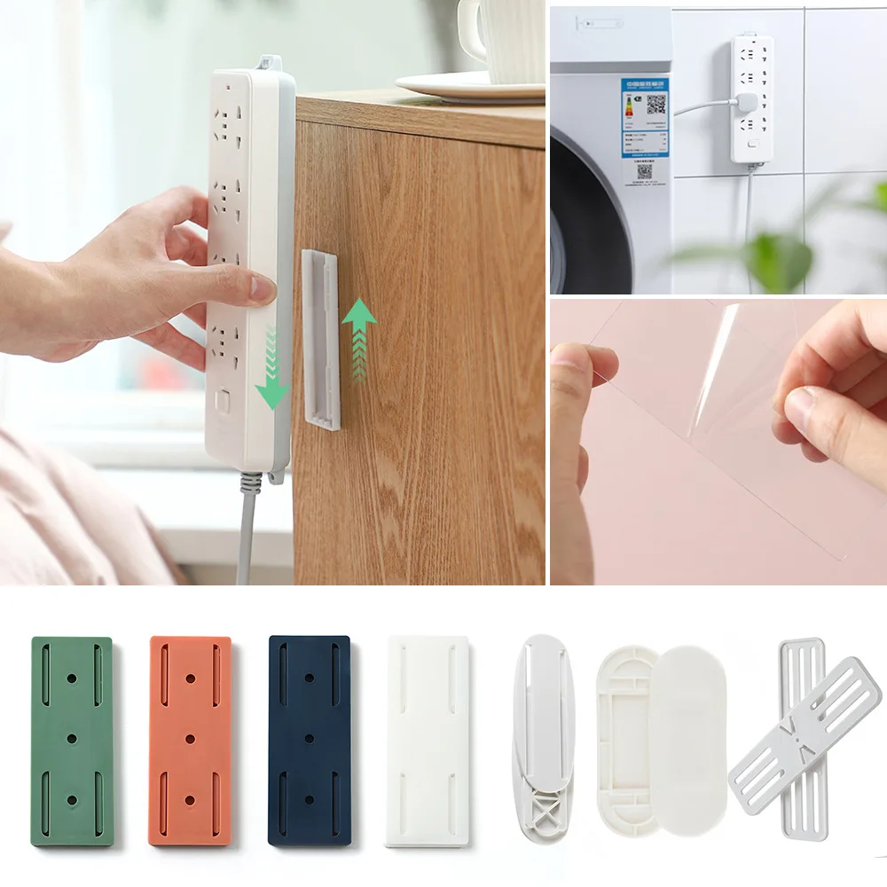 

Wall-Mounted Holder Punch-Free Plug Fixer Self-Adhesive Socket Fixer Seamless Power Strip Holder Home Cable Wire Organizer Racks