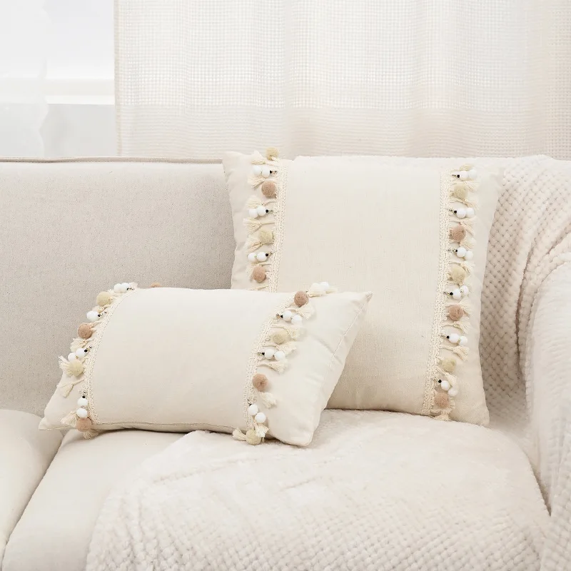 

Бежевая наволочка из хлопка и льна Boho Style 45x45 см/30x50 см