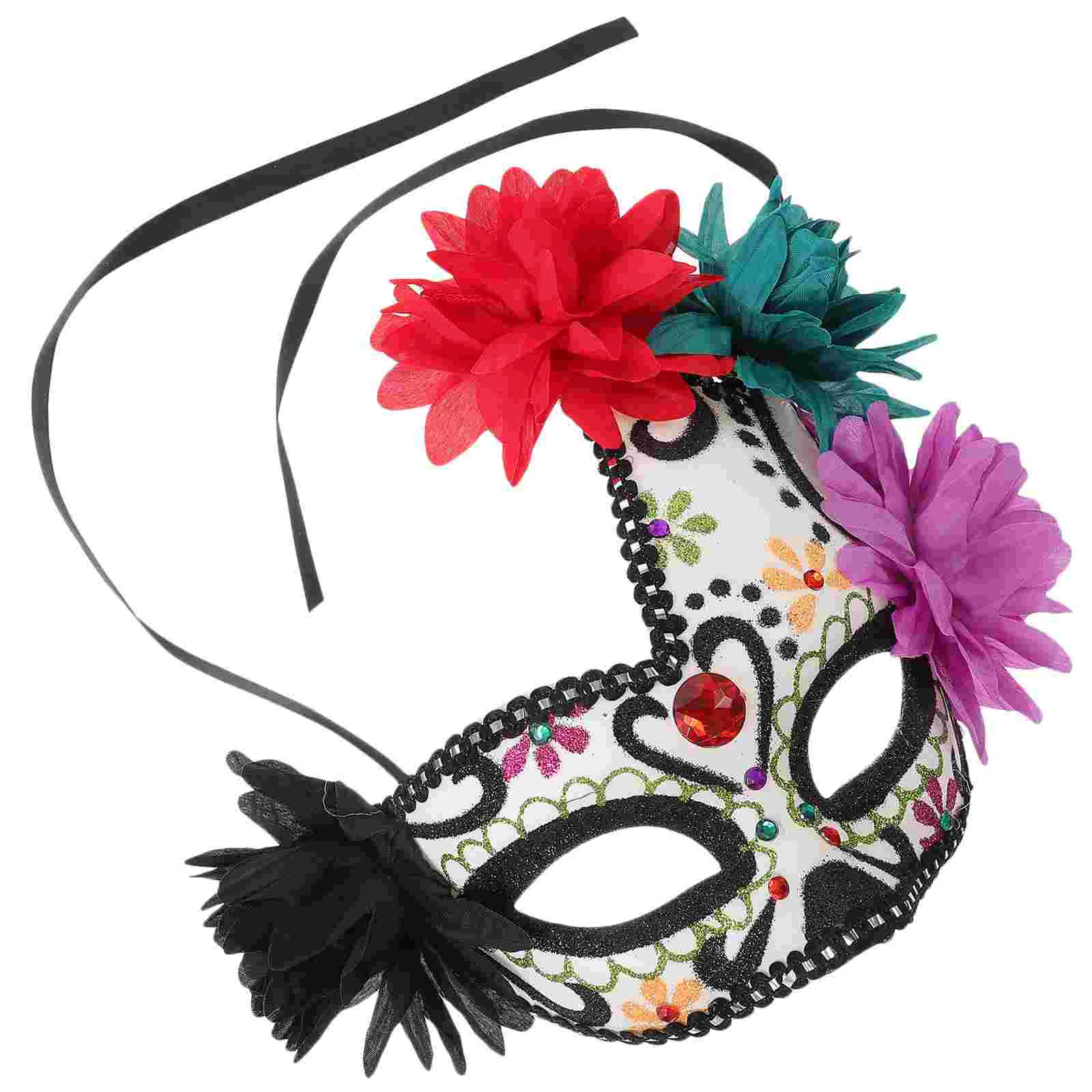 

Mexican Day Of The Dead Mask Delicate Flower Mask Lightweight Half-face Mask Prop