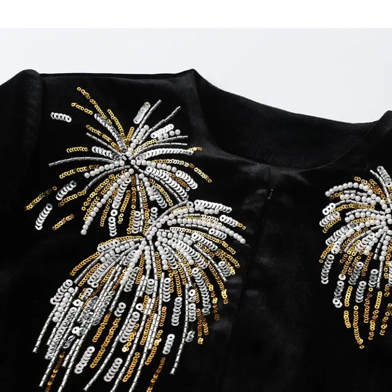 Ретро фейерверк шаль с вышивкой модная черная бархатная накидка пальто