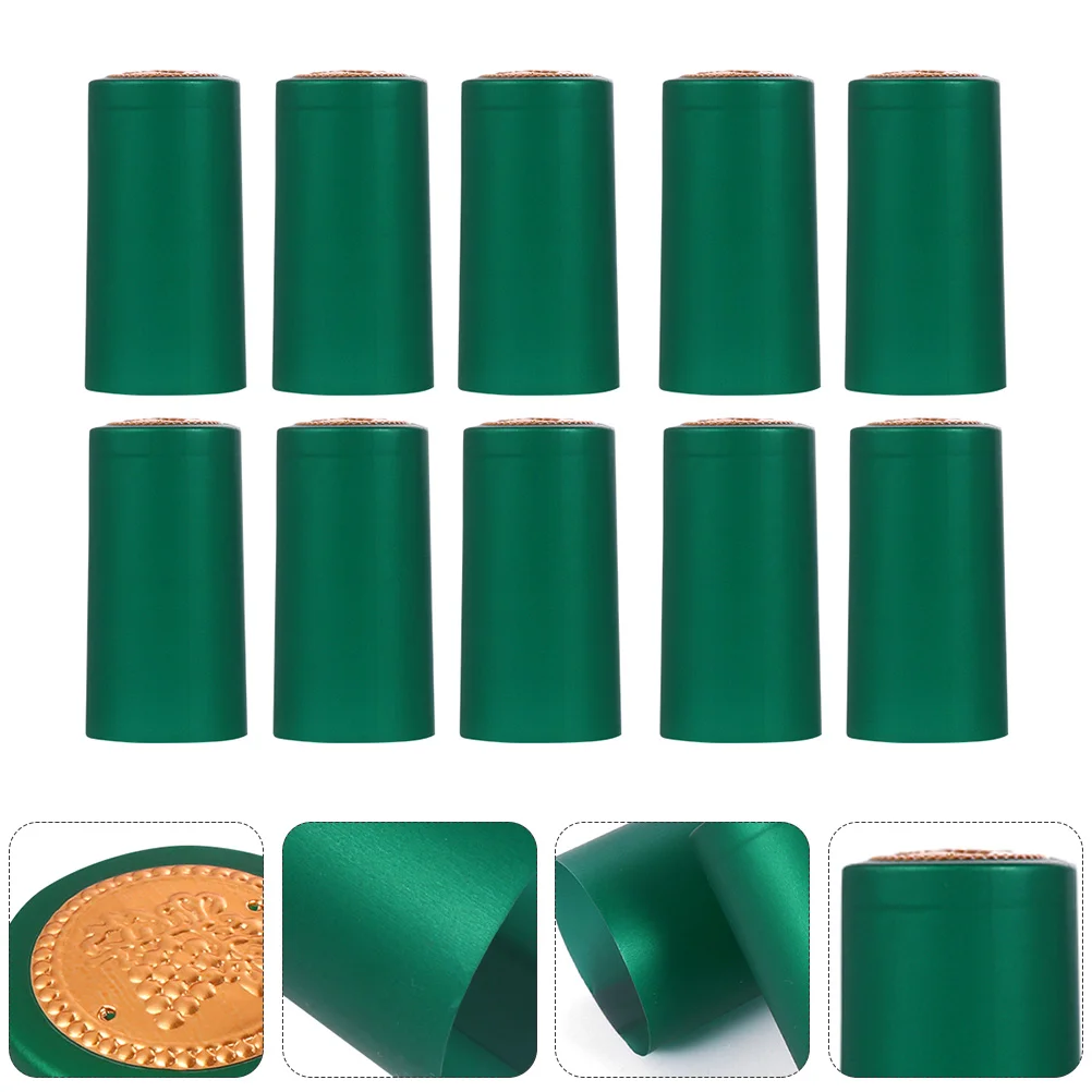

150pcs 4 Colors Shrink Wrap Heat Shrink Capsules Bottle Capsules Shrink Caps for Cellars Home ( Green )