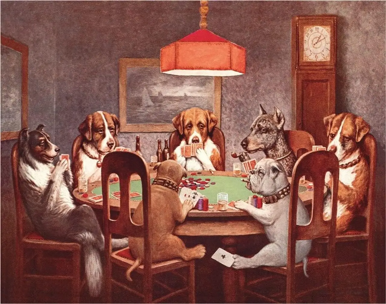 Жестяная вывеска Desperate Enterprises Seven Dogs Playing Poker — ностальгический винтажный