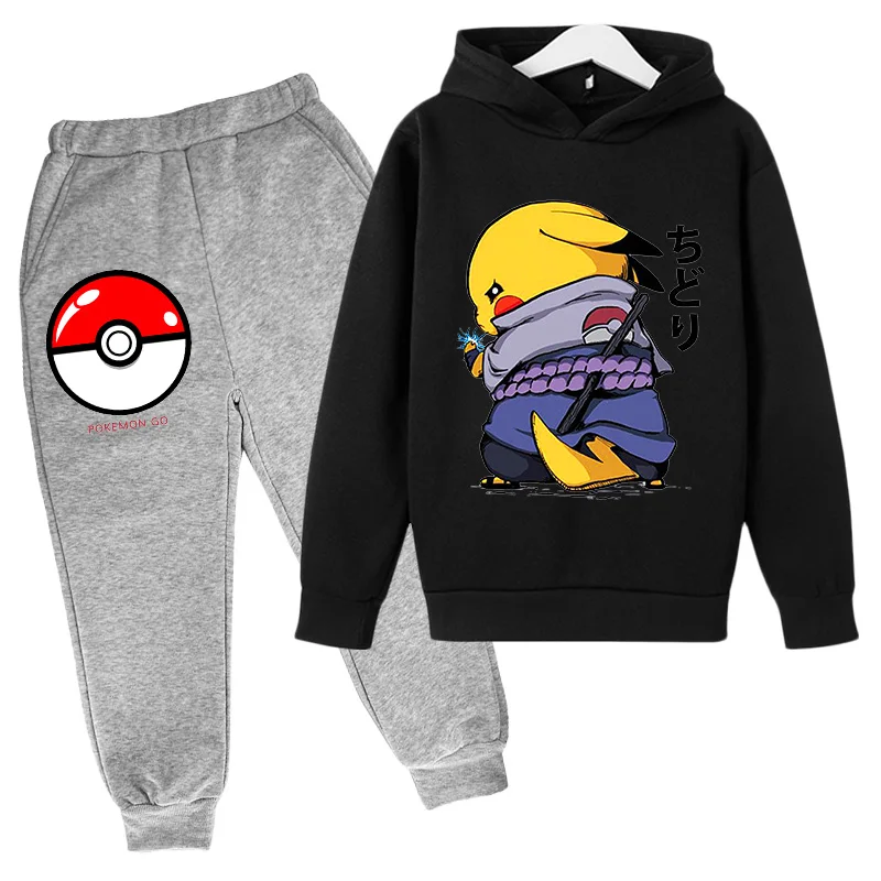 

Winter 2021 Pikachu Kids Sweatshirt Pants Suit Coat Casual Boys Girls Long Sleeve Pokemon- Cotton Hoodies Children Pullover