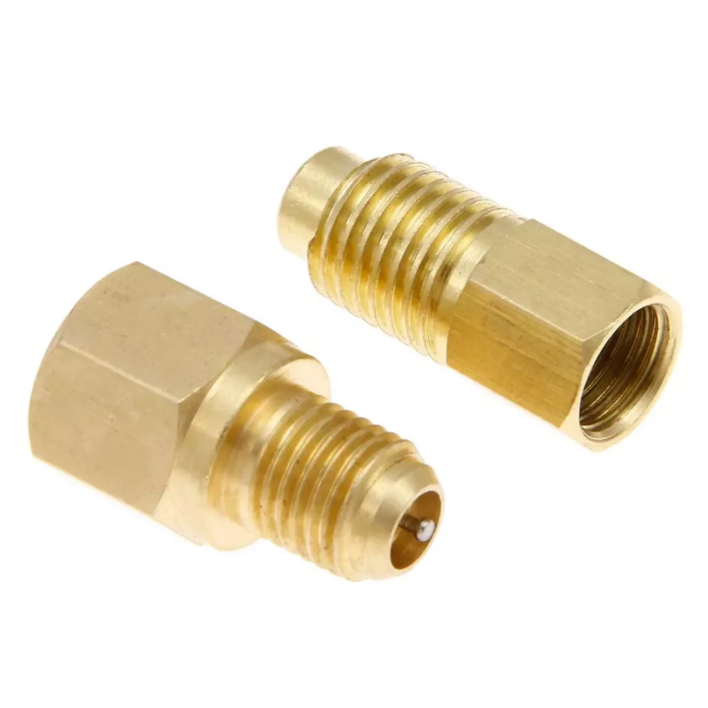 

2Pcs R12 R22 To R134a Adapters Refrigerant Tank Pump Port Connection Adapters 1/4" SAE Female 1/2" ACME Male