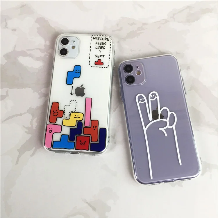 

Cartoon Colored Squares Tetris Phone Case for IPhone 11 12 13 Pro SE 2020 7 8 Plus X XR XS Max Protect Case Soft Silicone Cover