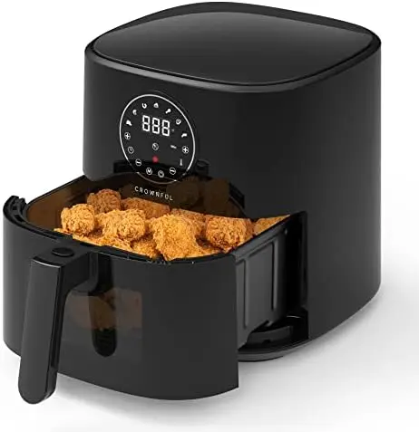 

5 Quart Air Fryer with Viewing Window, Oilless Cooker, LCD Digital Touch Screen, 7 Cooking Presets and 53 Recipes, Nonstick Bask