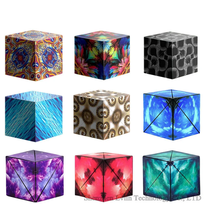 Funny Variety Geometric Changeable Magnetic Magic Cube Anti Stress 3D Hand Flip Puzzle Cube Kids Stress Reliever Fidget Toy