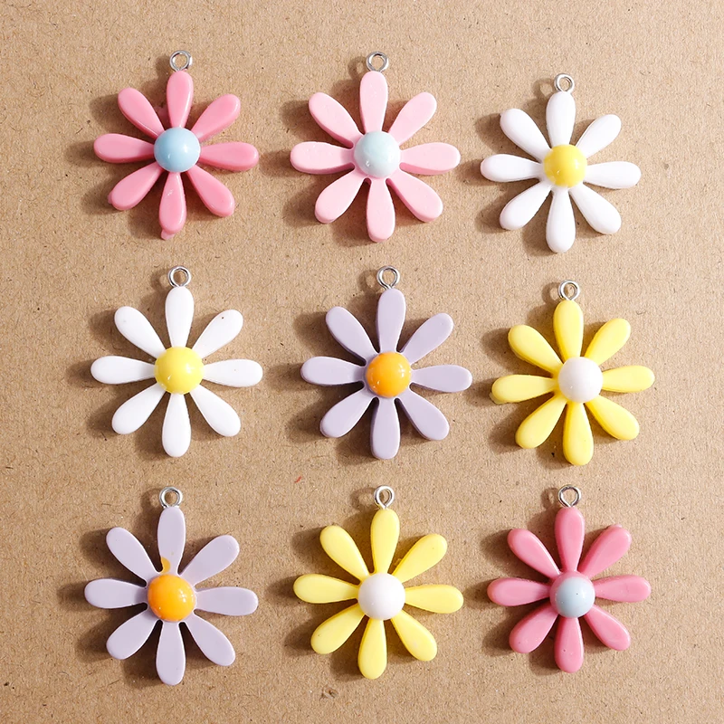 

10pcs 26x30mm Candy Color Cute Flowers Charms Pendants for Making Fashion Necklace Drop Earrings DIY Crafts Jewelry Findings