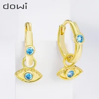 dowi trend ins zircon earrings for women blue angel eyes hoop earrings piercing jewelry bijoux femme cartilage