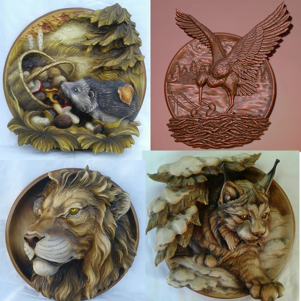 27 pieces 3D Relief Animals Hunting STL format Model Design for ArtCAM Aspire CNC Router Files enlarge