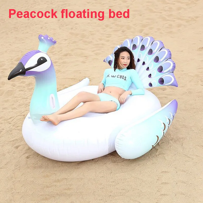 

60 inch Giant Peacock Pool Float Inflatable Mattress for Beach Swimming Ring Swim Circle Floating Bed Raft Summer Party Toys