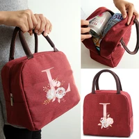 new pink flower lunch bags cooler bags school picnic zipper thermal bag for women bag lunch box hangbags thermal dinner food bag