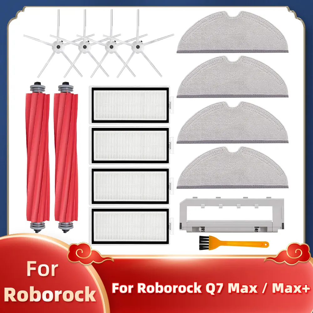 Replacement for Xiaomi Roborock Q7 Max / Max+ Robot Vacuum Cleaner Spare Parts Main Side Brush Hepa Filter Mop Rag Brush Cover