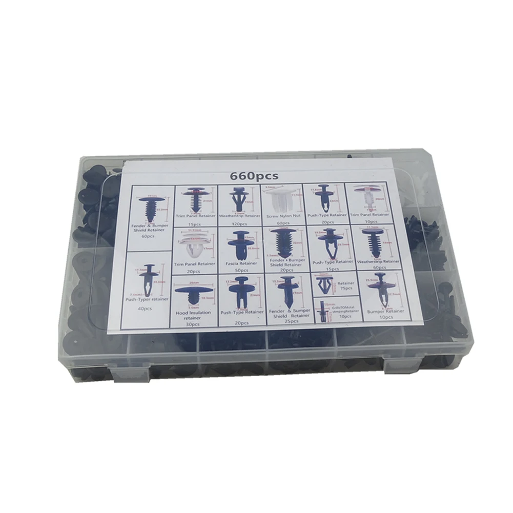 

660pcs Universal Door Trim Accessories Fastener Fixing Car Mounting Clip Assorted Bumper Auto With Release Tool Cable Ties