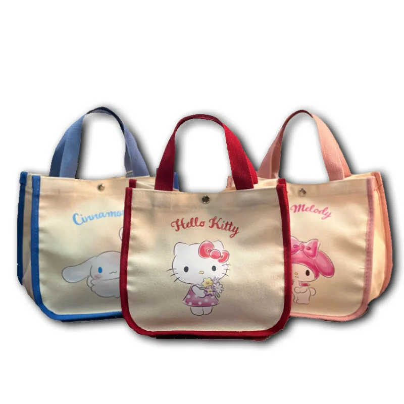 

Cinnamoroll Hello Kitty My Melody Handbag Cute Canvas Small Printing Shopping Mommy Bag Handcarry Snack Leisure Travel Bag Gift