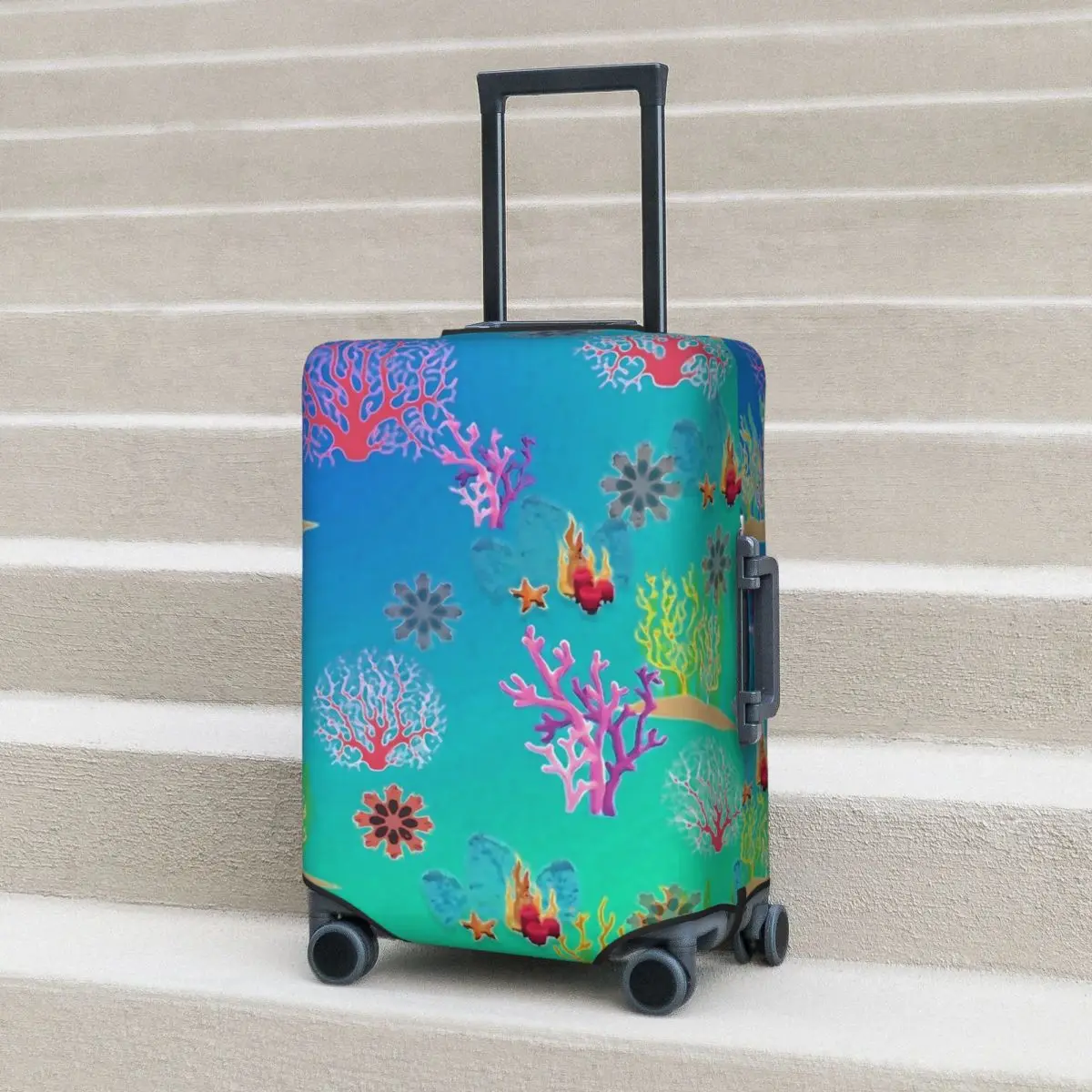 

Tropical Marine Print Suitcase Cover Coral Floral Design Useful Travel Protector Luggage Accesories Holiday