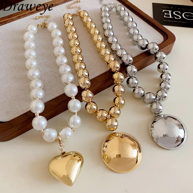 Ожерелье Draweye с бусинами для женщин винтажное корейское модное Ювелирное
