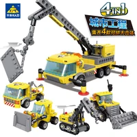 457pcs city engineering heavy crane transporter bulldozer excavator model building blocks educational toys for kids promotion