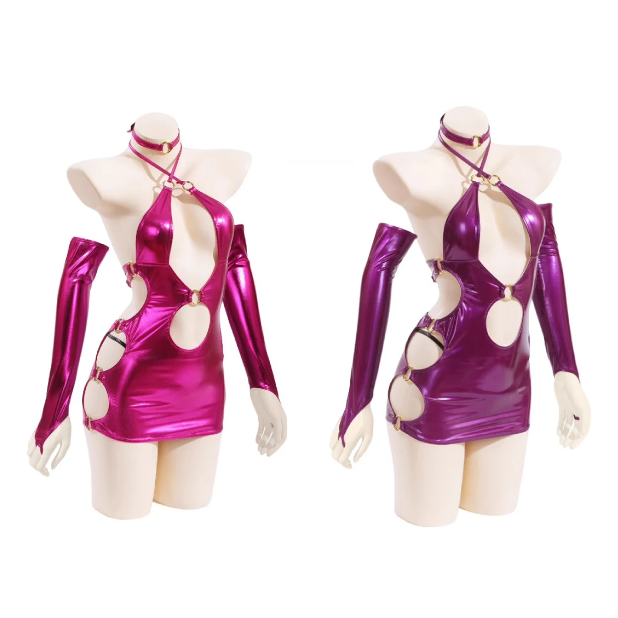 Сексуальное латексное кожаное платье с подвязками сексуальное вырезами женское