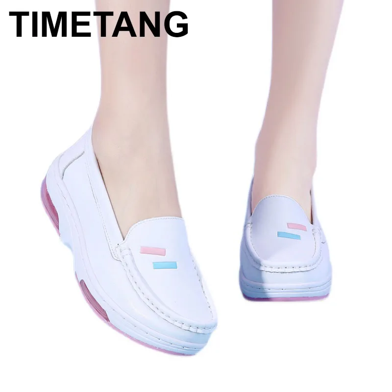 

Women's shoes Nurse female soft soles white spring/summer 2023 Korean flat wedge heel breathable comfortable single shoe