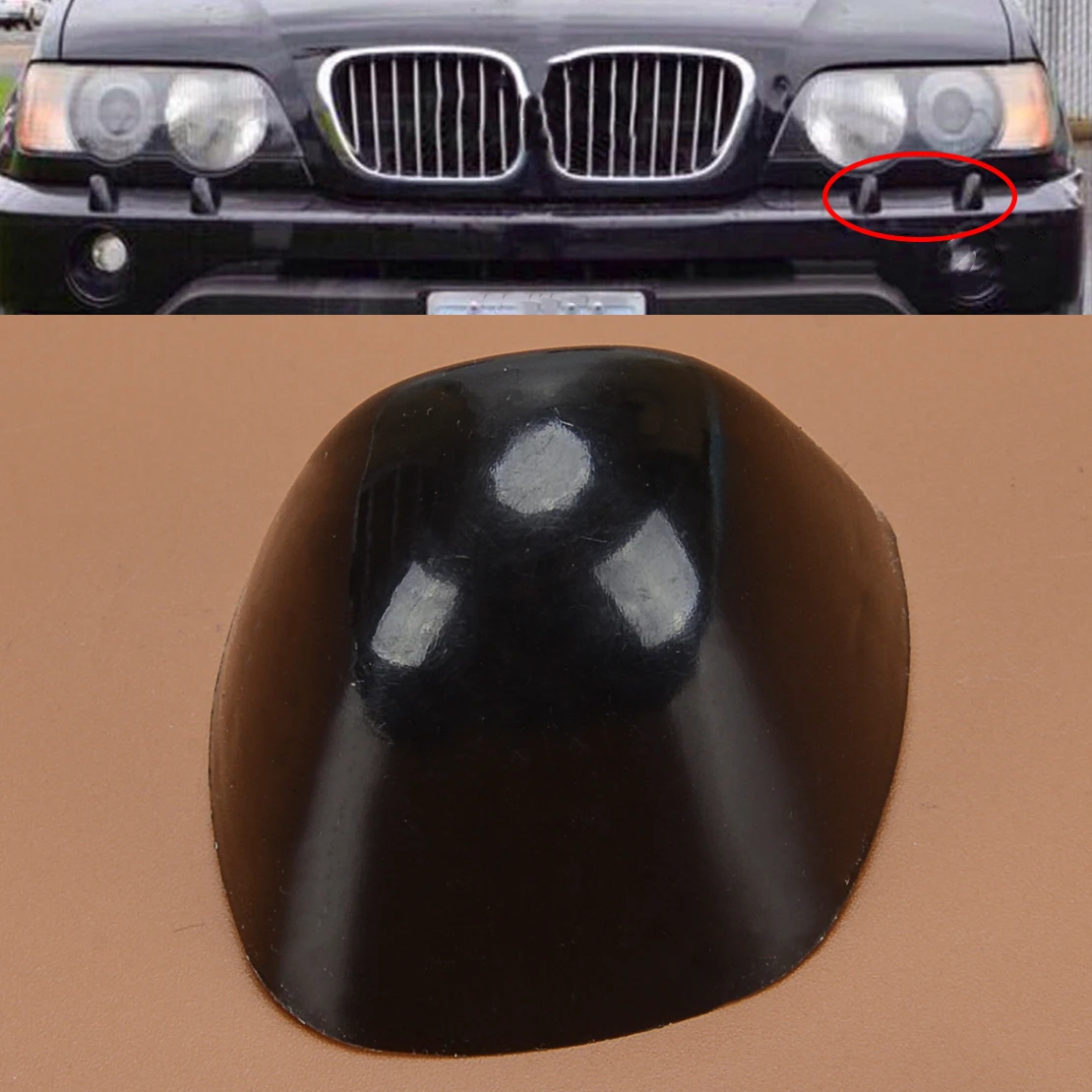 

Black Plastic Car Front Left Headlight Washer Cap Cover Fit for BMW X5 E53 LCI 2003 2004 2005 2006 61677145235