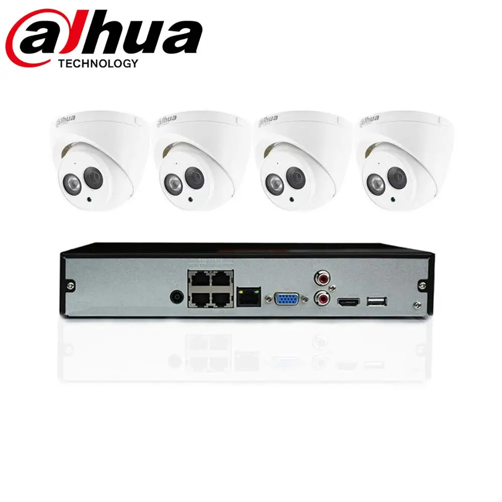 

DH 4CH SECURITY KIT 4MP POE 4PCS BUILT-IN MIC CAMERAS NVR NVR2104HS-P-4KS2 System Camera Kit