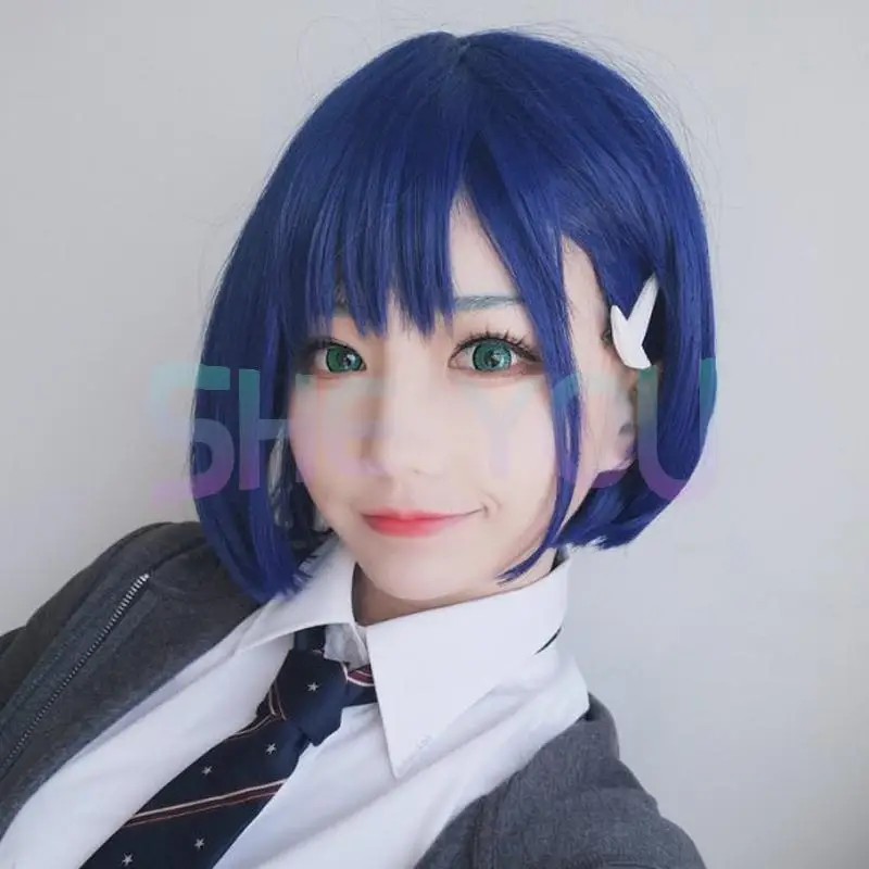 

DARLING in the FRANXX 015 Ichigo Code 015 Cosplay Wig Short Blue Styled Heat Resistant Synthetic Hair Wigs + White Hairpin