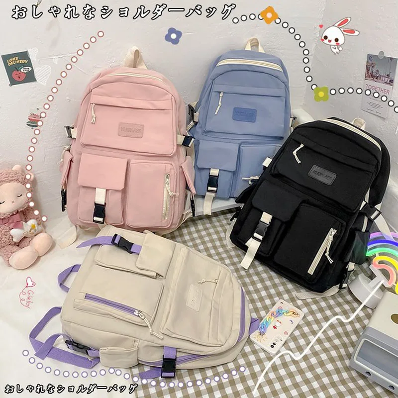 Large Capacity Canvas Black Backpack Light Simple Travel Bag Canvas Backpack Student School Bag Canvas Student Zipper Backpack