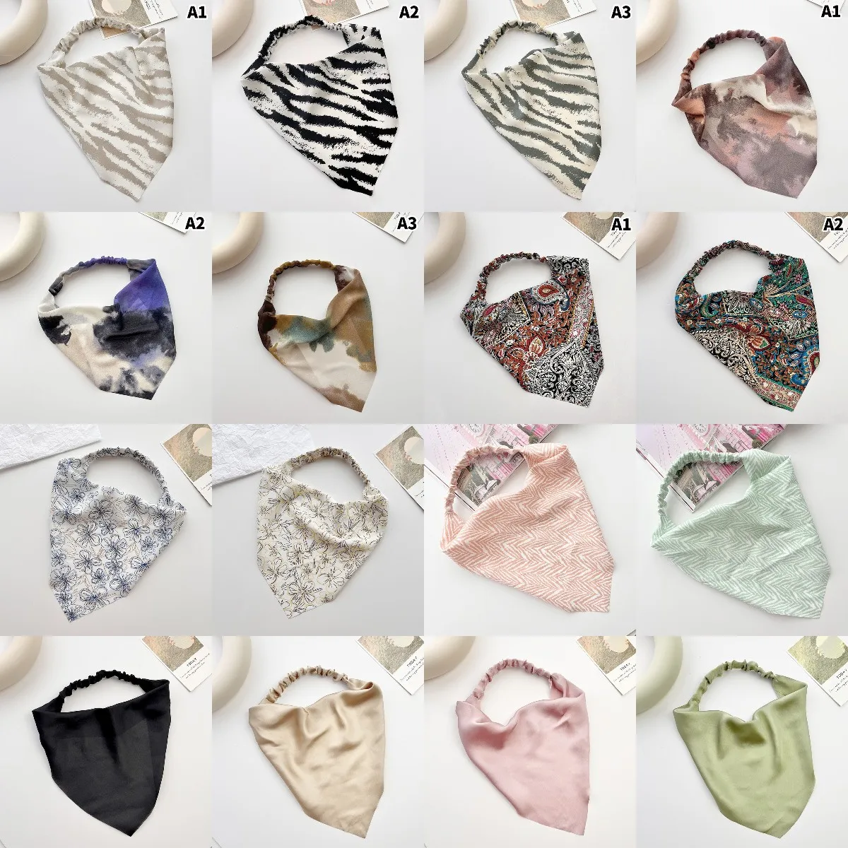 Бандана в полоску Женская, эластичная треугольная простой универсальный модный головной убор, аксессуар для волос, 24 цвета Бандана в полоску Женская, эластичная треугольная простой универсальный модный головной убор, аксессуар для волос, 24 цвета