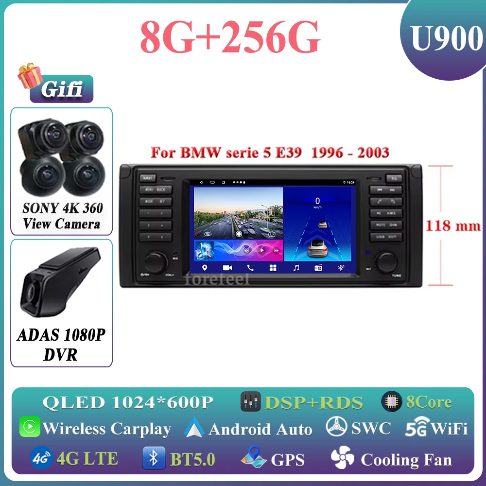 

Автомобильный DVD Android для BMW 5 серии E39 X5 E53 M5 1996-2003 Мультимедиа Стерео Авто Радио Навигация GPS Плеер Сенсорный экран BT