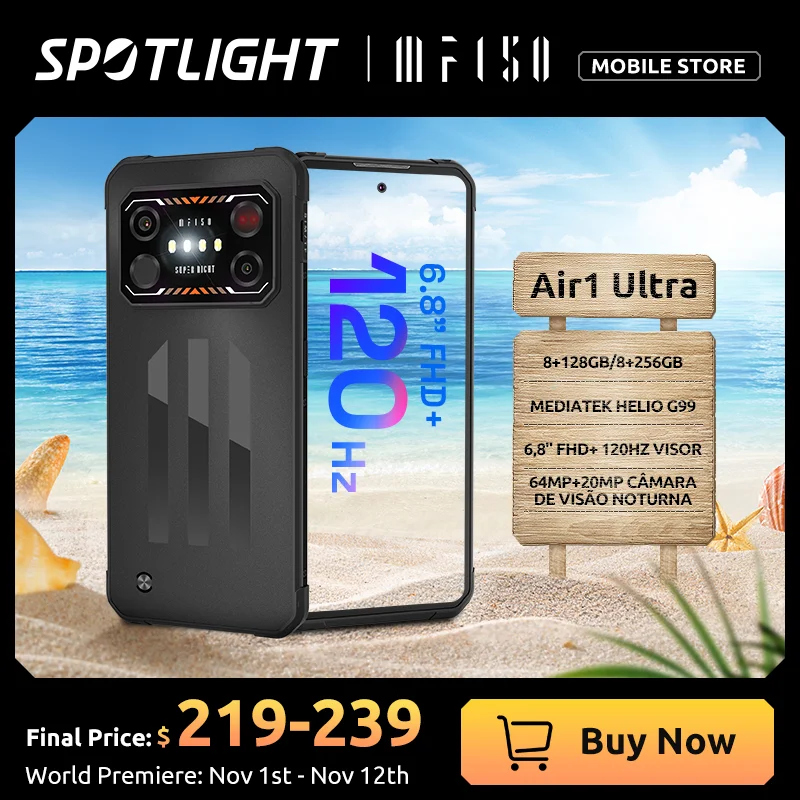 Cena Światowa Premiera IIIF150 Air1 Ultra Globalna Wersja Wytrzymały Smartfon MTK G99 6.8