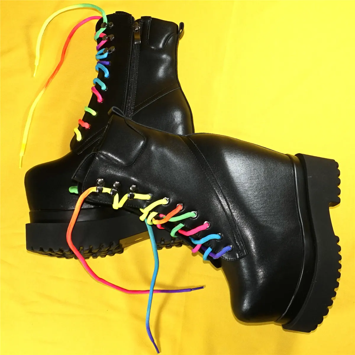 Fashion Sneakers Women Lace Up Genuine Leather Super High Heels Ankle Boots Female Round Toe Platform Pumps Shoes Casual Shoes