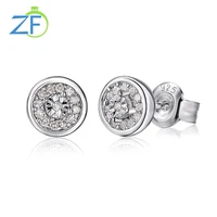 gz zongfa pure 925 sterling silver round stud earrings for women 0 11ct diamond test passed 77mm rhodium plated fine jewelry