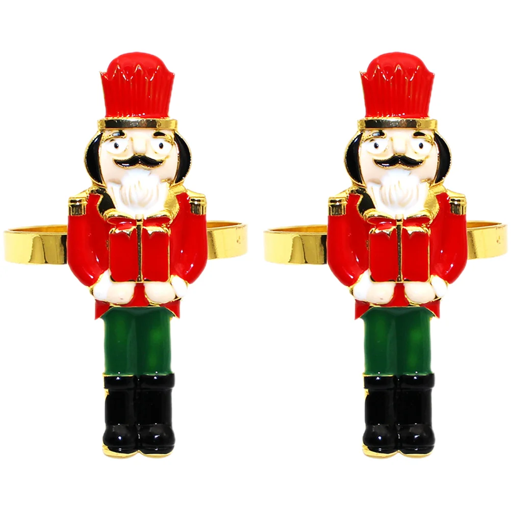 

2 Pcs Hotel Table Christmas Napkin Rings Banquet Decor Buckle Decors Alloy Restaurant