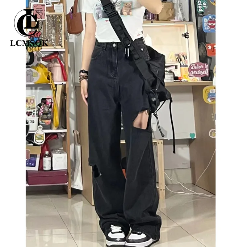 Straight Leg Jeans Woman High Waist Streetwear Vintage Jeans Women 2022 Korean Fashion Female Clothing Women's Pants Y2k Denim