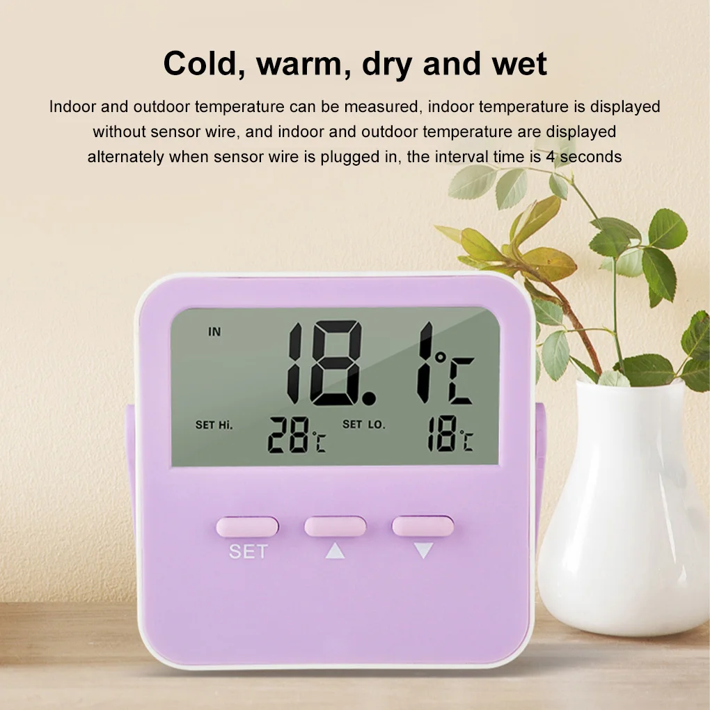 room thermometer 50 70℃ ℃℉ electronic hygrometer alarm portable plastic temperature humidity meter with bracket bedroom free