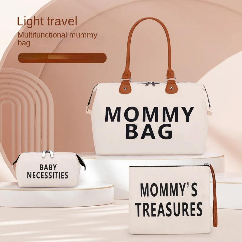 

Mummy Bag Three-piece large capacity baby diaper bag dry and wet separate shoulder handbag